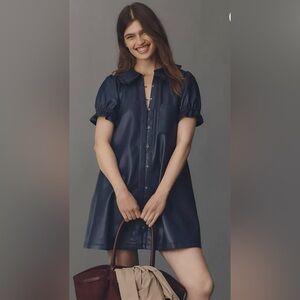 Navy Button-Up Dress Anthropologie M new in package